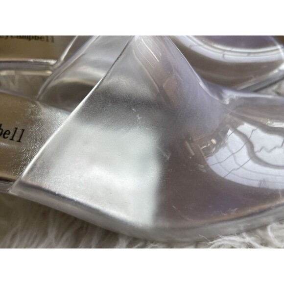 Jeffrey Campbell Women’s Size 9 Clear Slide Mule Heeled Sandals FLAW - Picture 6 of 12